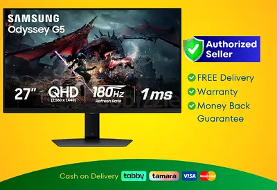 Samsung 27 inch Odyssey G5 QHD IPS Gaming Monitor - 180Hz, | New |  Warranty | FREE  D