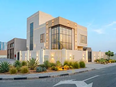 Exclusive Luxury Corner Villa with Private Swimming Pool for Sale in Al Helio 2, Ajman | 5 Master Bedrooms, 4,500 Sq. Ft. BUA on Main Road (Fully Equi