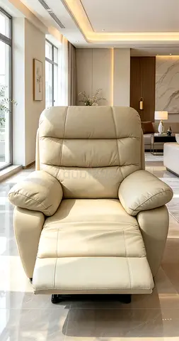 Cream Leather Recliner Armchair in Excellent Condition