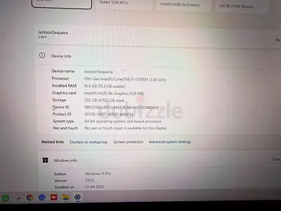 Lenovo laptop i7-13700H | 16GB RAM | 202GB SSD (Windows 11 Pro)