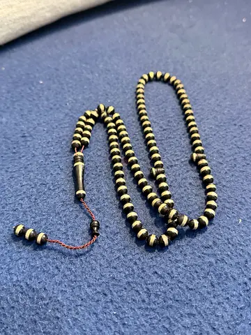Handmade wooden bead prayer black and natural beads with sliver