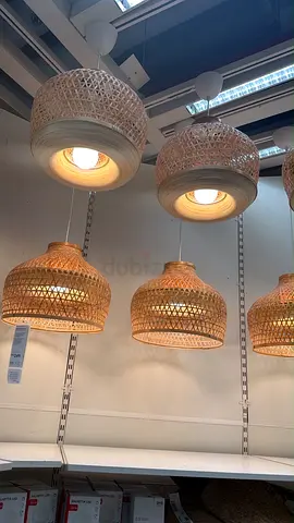 Set of 3 woven rattan pendant lights - natural boho ceiling lamps