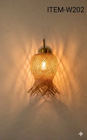 Handmade Rattan Wall Sconce Light - Warm Ambient Wall Lamp