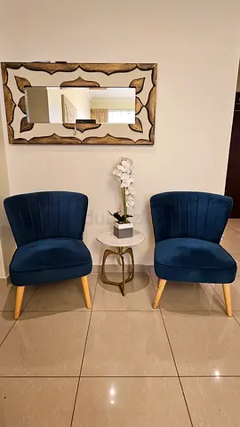 Danube Home Pair of Teal Velvet Accent Lounge Chairs with wooden legs