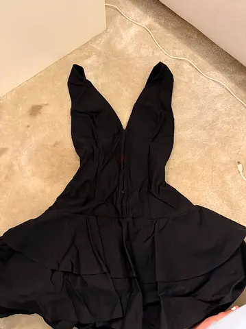 Black V-neck Layered Mini Dress, Size xz- Good Condition