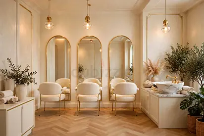 Fyrelle Cream Gold Salon Fit-Out, Beauty Salon – Parlor
