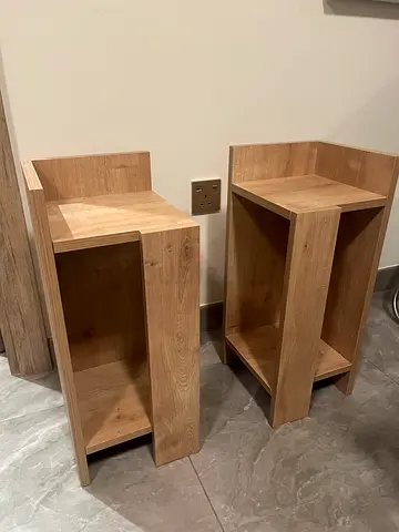 Pair of light oak bedside tables / nightstands - modern simple design