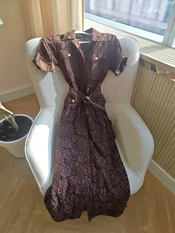 Aje size 8 Brown lace midi dress with belt, gently used