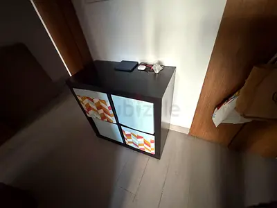Small 4-Cube Storage Cabinet with Fabric Drawers (Dark Brown)