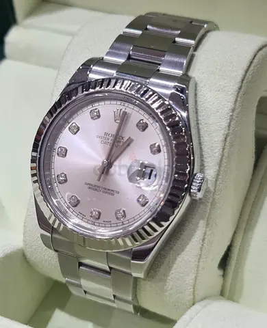 Rolex 18k/SS Datejust II 41MM Silver Diamond Dial