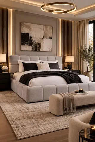 Modern gray 180*200 king size boucle bed