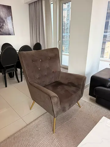 Velvet Accent Armchair with Gold Legs from Crate & Barrel