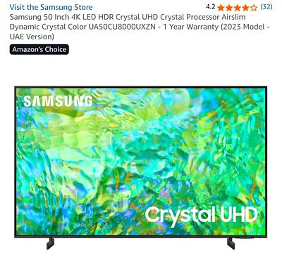 Samsung 50-inch Crystal UHD 4K LED TV (2023) - Excellent Condition