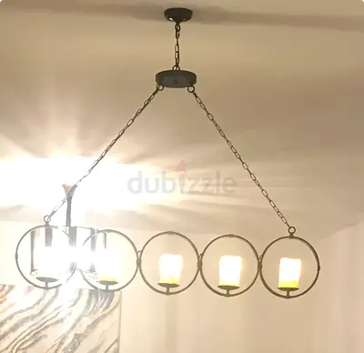 Industrial-style 5-light Pendant Chandelier with Circular Frames