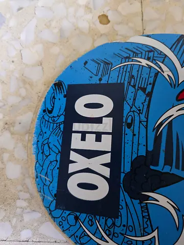 Used Oxelo Skateboard Deck - Blue Graphic