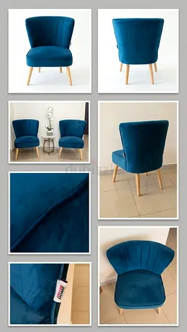 Danube Home Pair of Teal Velvet Accent Lounge Chairs with wooden legs