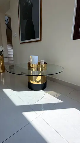 Bloomingdales large round glass coffee table