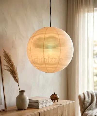 IKEA 3 Paper Pendant Lamps with Bulbs- Minimalist Hanging Light Fixture