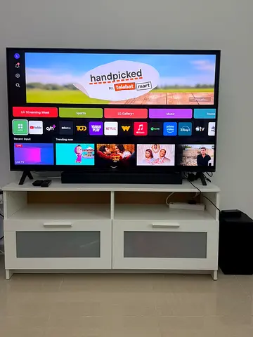 White TV Cabinet / Entertainment Unit | 2 Drawers & Open Shelves