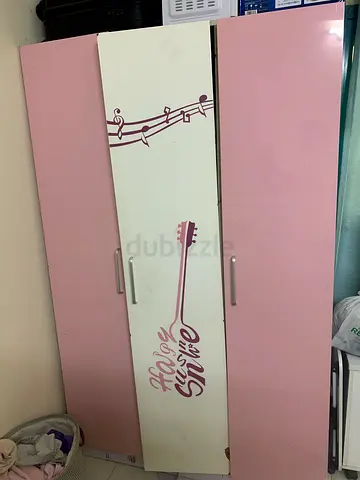 Pink and White 3-Drawer Wardrobe Chest with Guitar Design