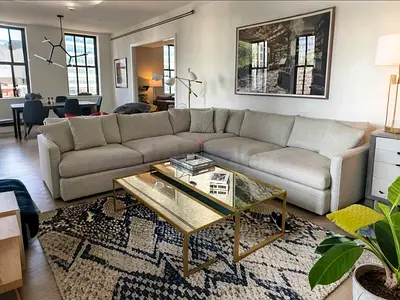 Stylish Modren design Crate&Barrel Lounge Deep feather filled Corner Sofa Beige
