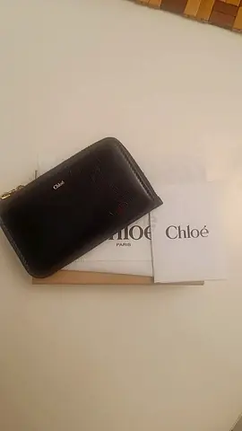 Chloé small black leather zip wallet