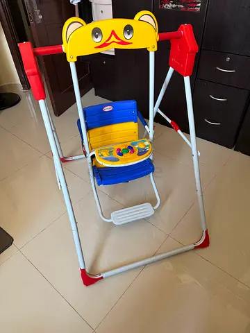 Baby Swing/Chair with Toy Panel - Foldable, Good Condition