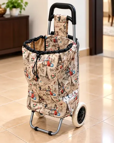 Shopping Trolley Bag with Wheels – Large Foldable Grocery Shopping Cart | Paris Design