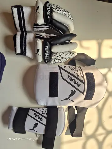 Puma Future Cricket Gloves and Inner Thigh Guard Set - White/Black