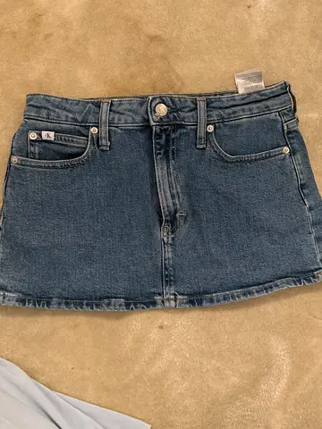 Denim mini skirt, women’s casual blue jean skirt calvin klein