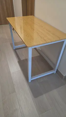 Wooden Top Study/Computer Table with White Metal Legs - Good Condition bought on Aug 2026 120x60x75