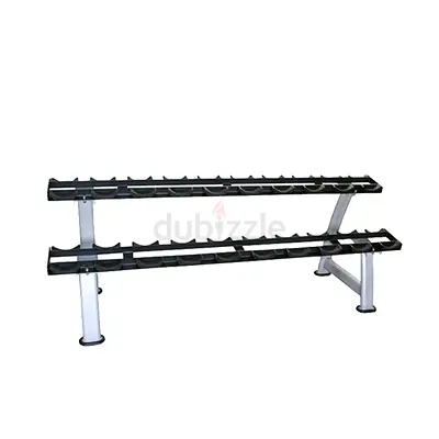 YALLA Commercial 2-Tier Dumbbell Rack – 10 Pairs, 239cm Steel Stand