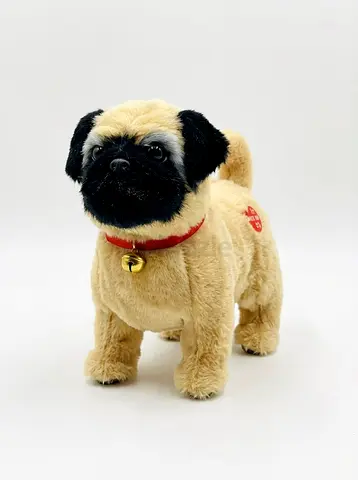 Interactive Electronic Plush Pug Dog Toy - Walks, Sings & Reacts to Touch