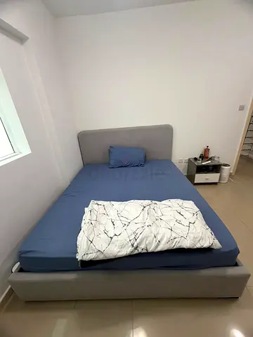 Grey Upholstered Bed Frame with Mattress | Complete Bedroom Set