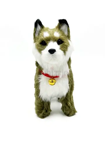 Interactive Electronic Plush Dog Toy (Grey & White) - Walks, Sings & Barks