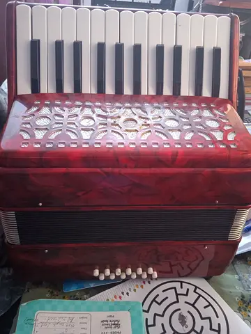 Red Piano Accordion with 26 Keys - Good Working Condition