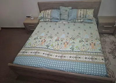 Queen Size Bed Frame with 2 Side Tables - AED 1,500