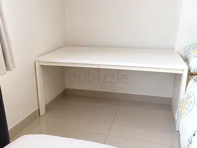 Simple White Study/Computer Table - Good Condition
