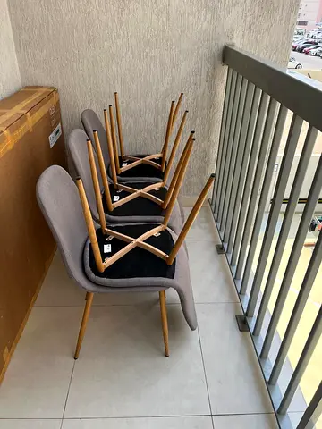 Upholstered Ikea Dining Chairs with Wooden Legs - Good Condition 6 Chairs available