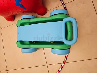 Kids Plastic Toy Wagon Pull Cart (Green & Blue)