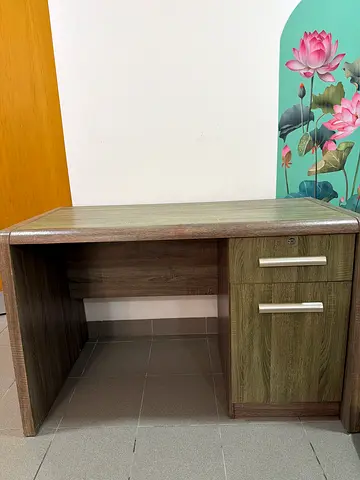 Wooden Study Desk with Drawer and Storage