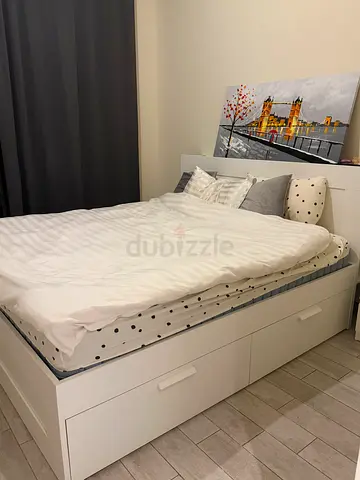 BRIMNES IKEA white bed with storage and 2 bedside tables for great price
