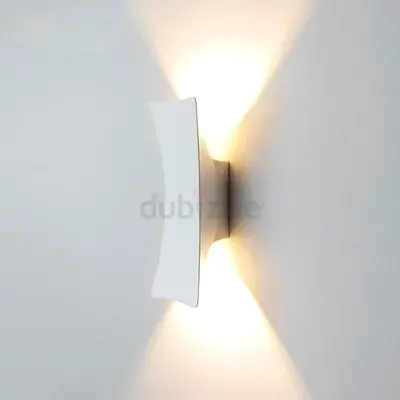 Modern white curved wall sconce - up/down LED light