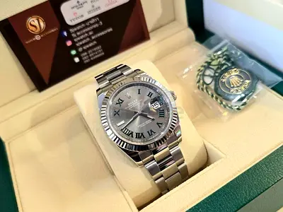 Rolex Datejust 41mm Wimbledon 126334 - Oyster bracelet, Fluted bezel - Card and box included