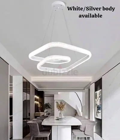 Modern LED Pendant Ceiling Light — White/Silver Hanging Fixture
