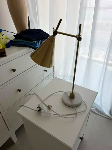 Brass adjustable desk lamp with marble base - good condition