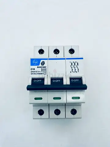 3-Pole 16A MCB Circuit Breaker (C16) - DIN Rail Mount