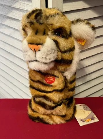 12" Steiff Tiger Golf Club Head Cover Made in Germany Very Rare NEW Vintage