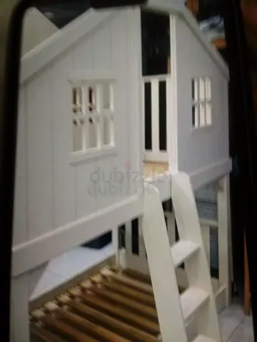 Pottery barn White Wooden Kids Playhouse Loft Bed with Ladder — Good Condition