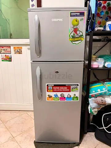 Geepas Silver Double-Door Refrigerator - Good Working Condition